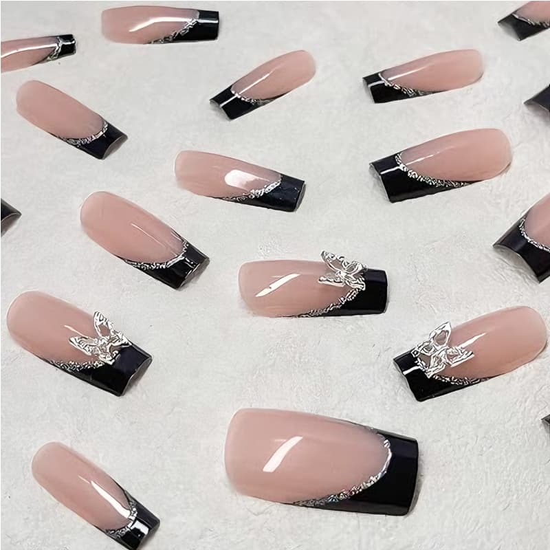24 PCS Black P Ink Butterfly Nail Art