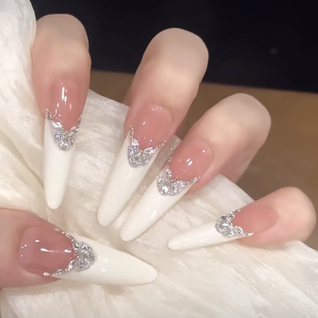 Womens French-style Purely Handmade Wearable Nails