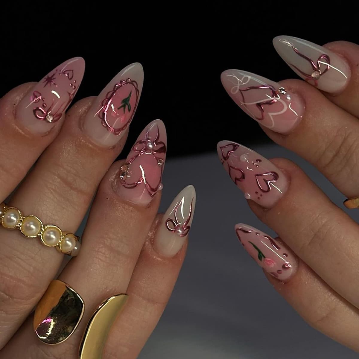 Womens Handcrafted Casual Flower Nail Art