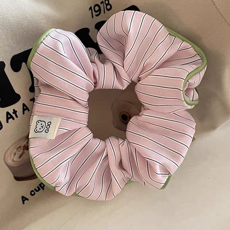 Cream & Stripe Bear Scrunchie