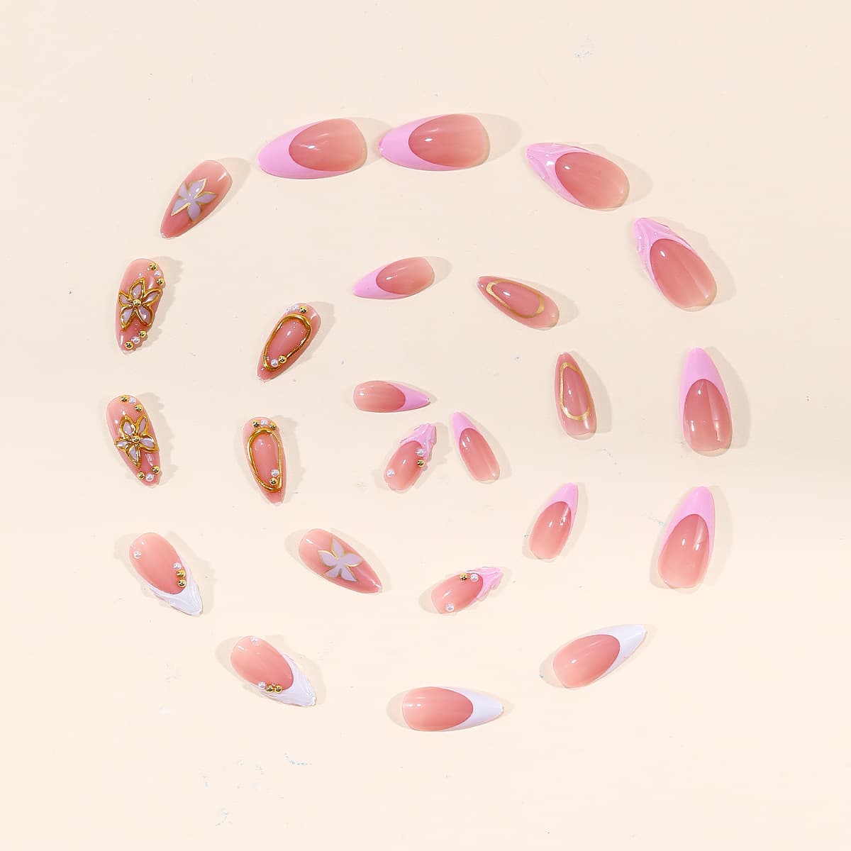 3D Gold-Carved Press-On Nails