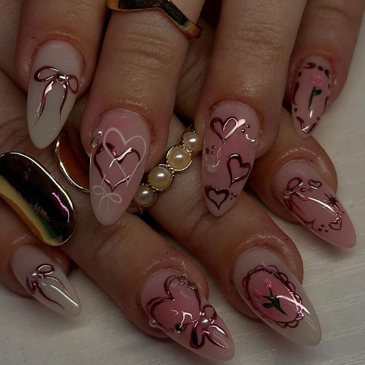 Womens Handcrafted Casual Flower Nail Art XM204
